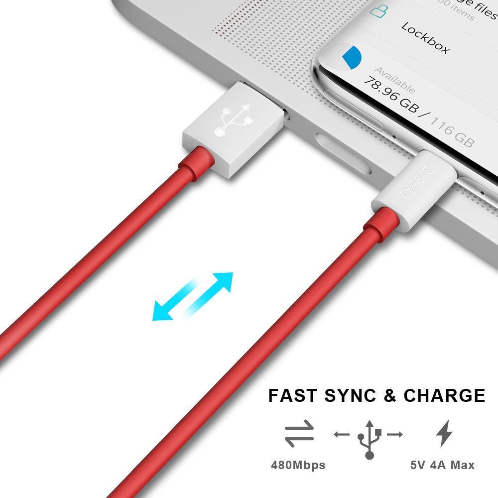 Type C Dash Charging USB Data Cable Compatible with OnePlus Devices (1 mtr)