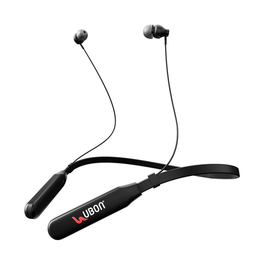 Ubon CL-355 Wireless v5.0 Neckband with 24Hours Playtime|Dual Pairing|250mAh Battery Bluetooth Headset  (Black, In the Ear)