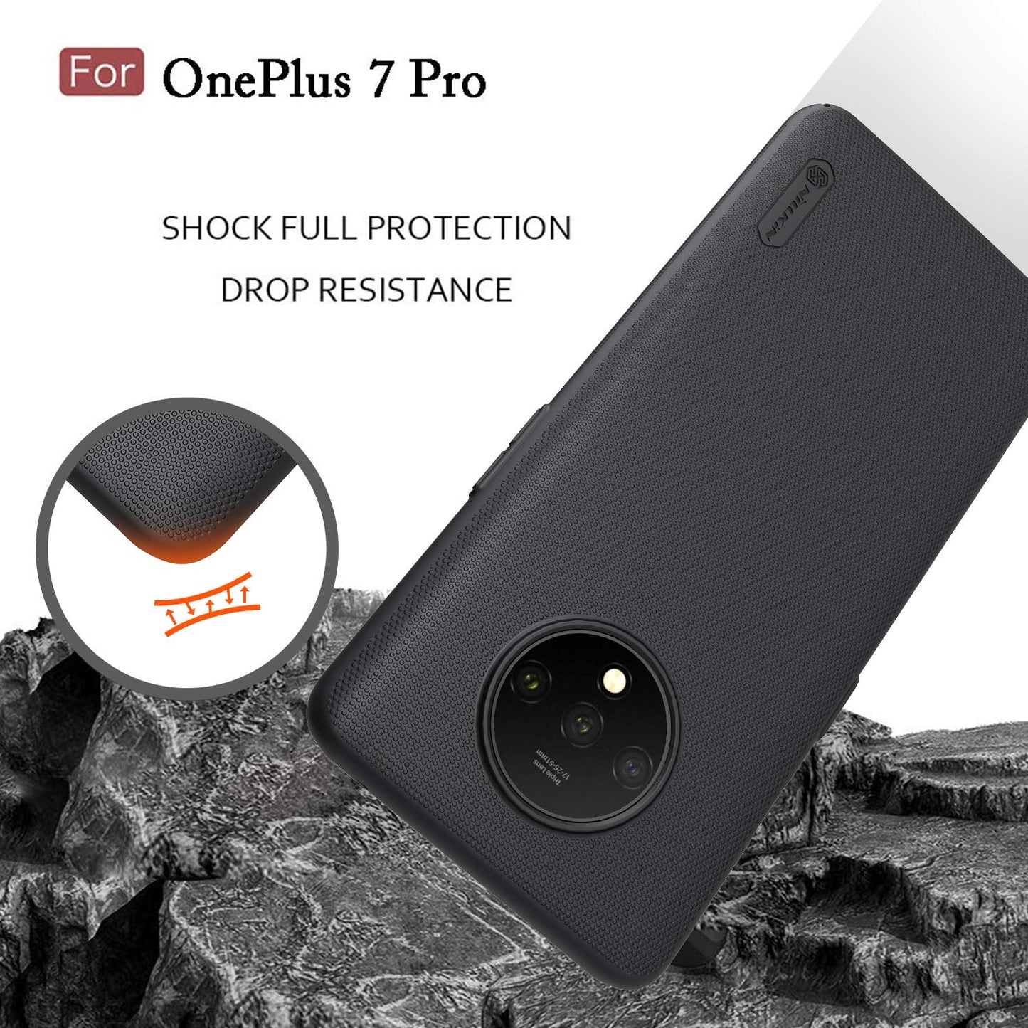 Nillkin Silicone Oneplus 7T Case Protector - Slim Frosted Case Soft Cover All - Round Protection Anti-Falling Anti, Fingerprint Case Simple Style Back Cover Protector For Oneplus 7T(Black)