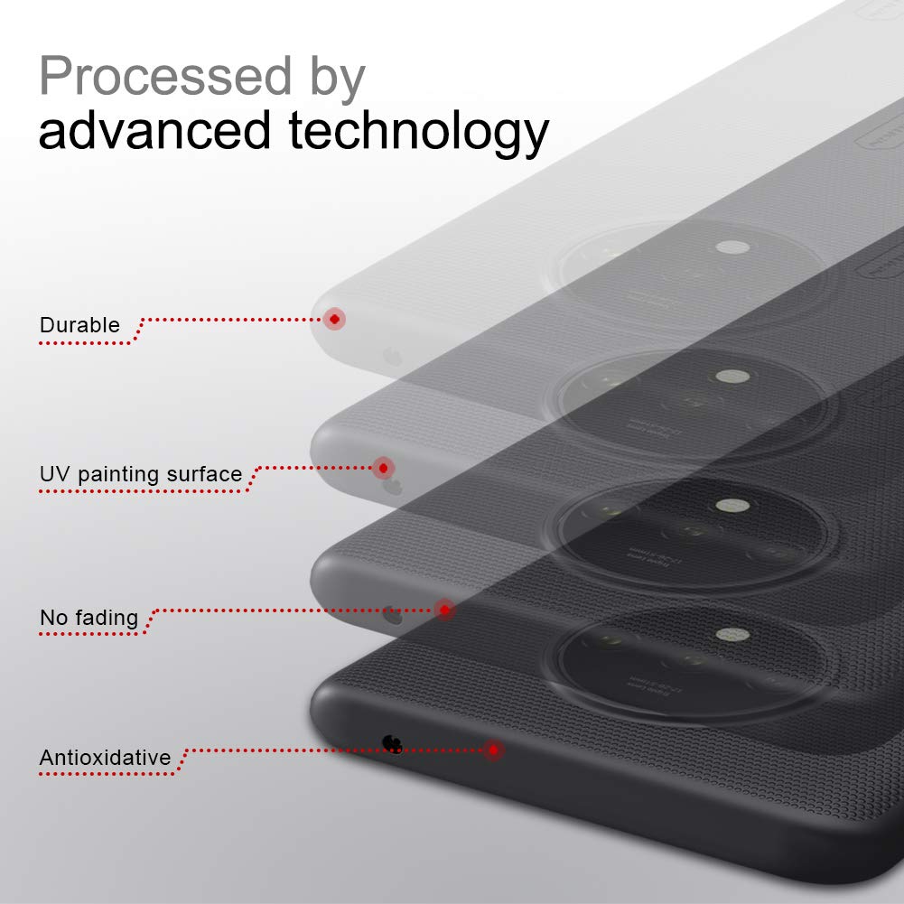 Nillkin Silicone Oneplus 7T Case Protector - Slim Frosted Case Soft Cover All - Round Protection Anti-Falling Anti, Fingerprint Case Simple Style Back Cover Protector For Oneplus 7T(Black)