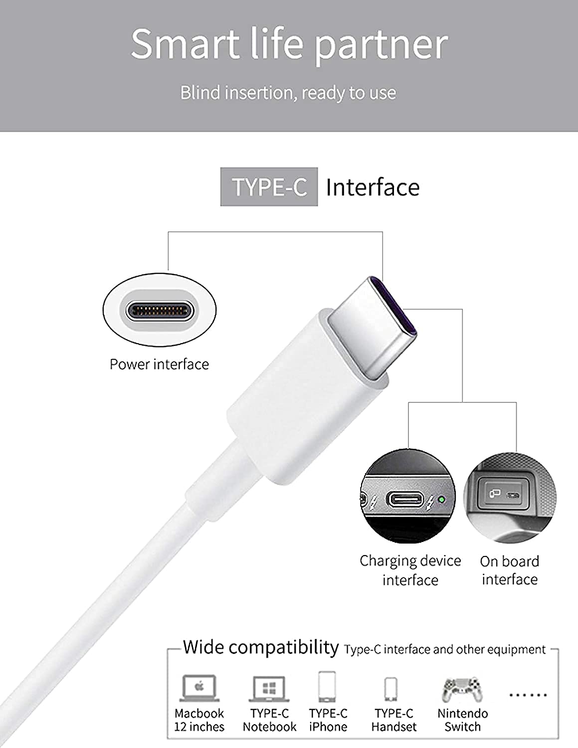 Type C to C Usb Cable for USB Cable Original Like | Data Sync Cable | Rapid Quick Dash Fast Charging Cable | Charger Cable | Type-C to USB-A Cable (3.5 Ampere, 1 Meter/3.3 Feet, JS7, C TO C White)