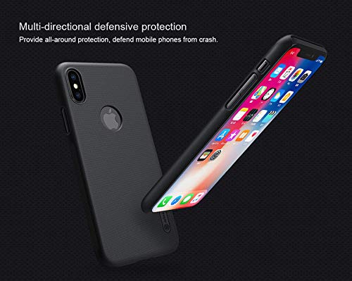 Nillkin Polycarbonate Case For Apple Iphone Xs (5.8" Inch) Super Frosted Hard Back Cover Hard Pc with Logo Cutout Black Color