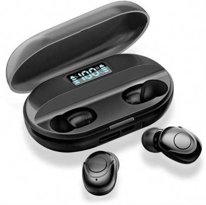 T2 with TWS Wireless Earphone and Support Mobile Power Bank Bluetooth Headset (Black, True Wireless)