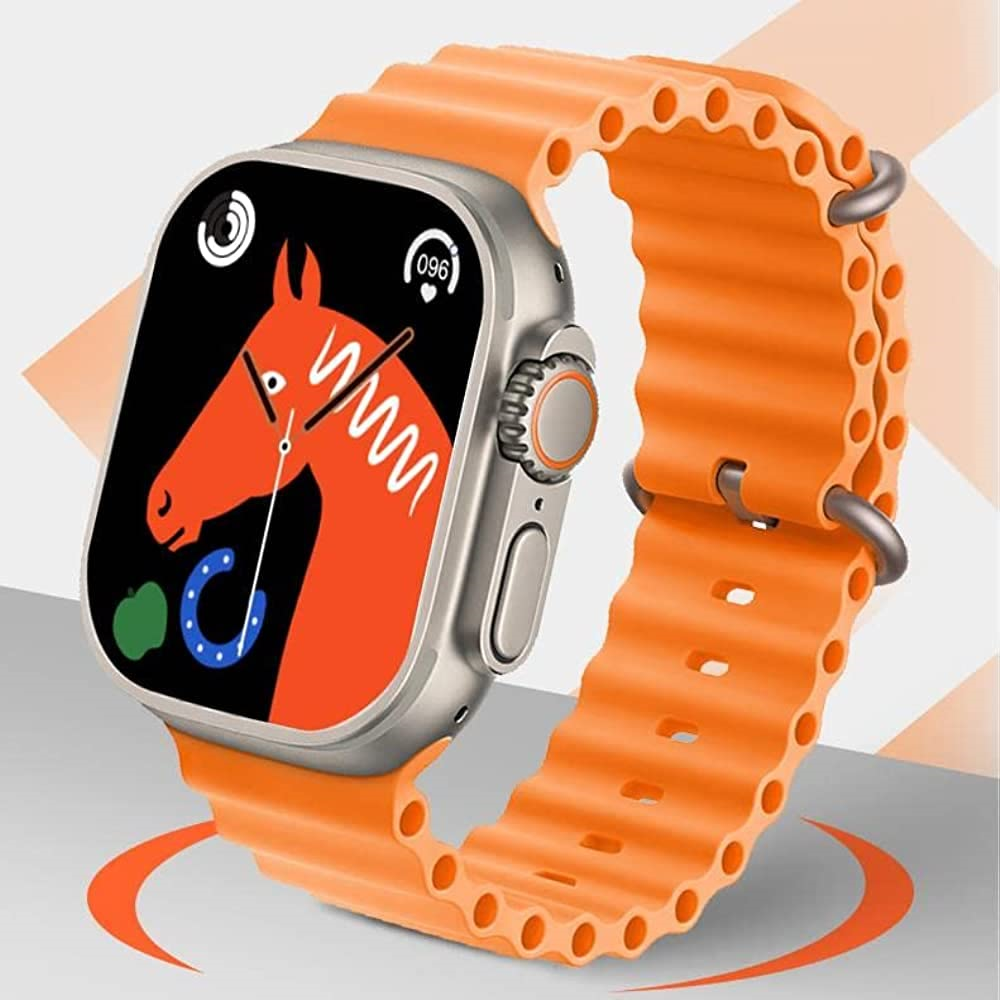 Watch 8 Ultra Smart Watch Men Two Watch NFC Door Unlock Smartwatch Bluetooth Call Wireless Charge Fitness Bracelet (Ultra T-800 Orange)