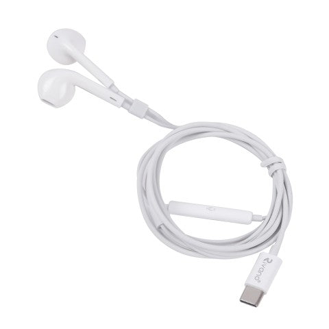 Rivano RN-HF-19 in-Ear Wired Earphone with Type-C Jack, Powerful Audio, Built-in Microphone, Tangle Resistant Cable(White)