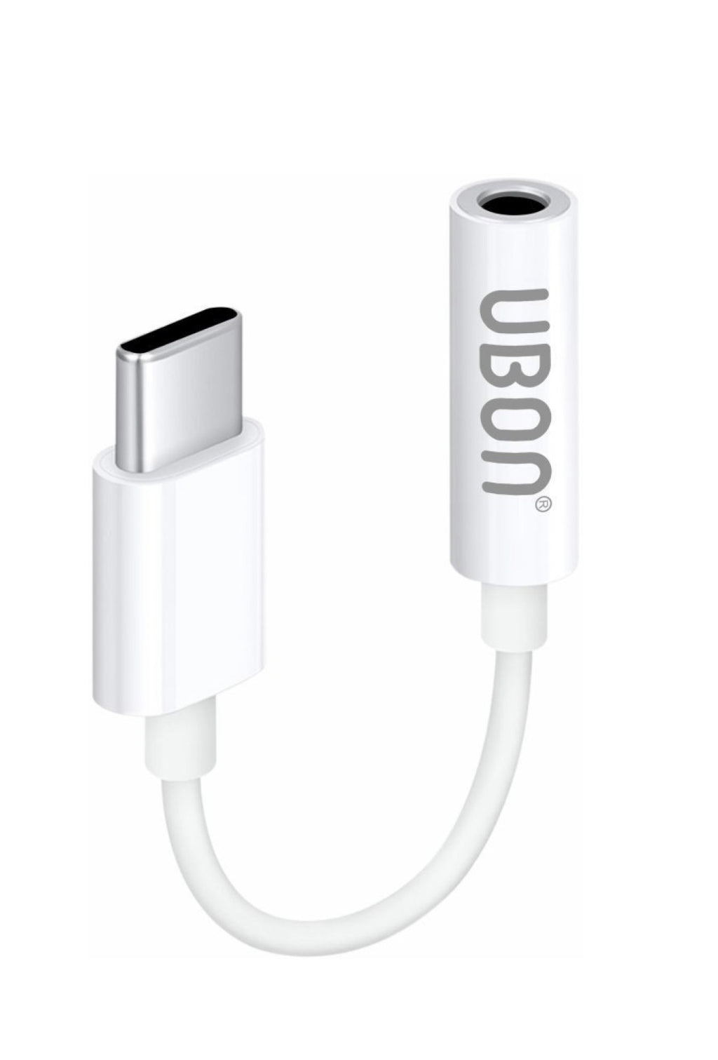 Ubon Mono Audio Cable 0.08 m WR-476 Type-C to 3.5mm Audio Connector (White) (Compatible with Mobile, Type C devices, White, One Cable)