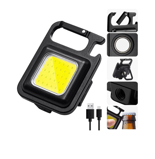 Rechargeable COB Keychain Work Light with 3 Lighting Modes, Magnetic Base, Keyring LED Torch Keychain Flashlights Mini Work Light for Workshop, Repairing, Emergency
