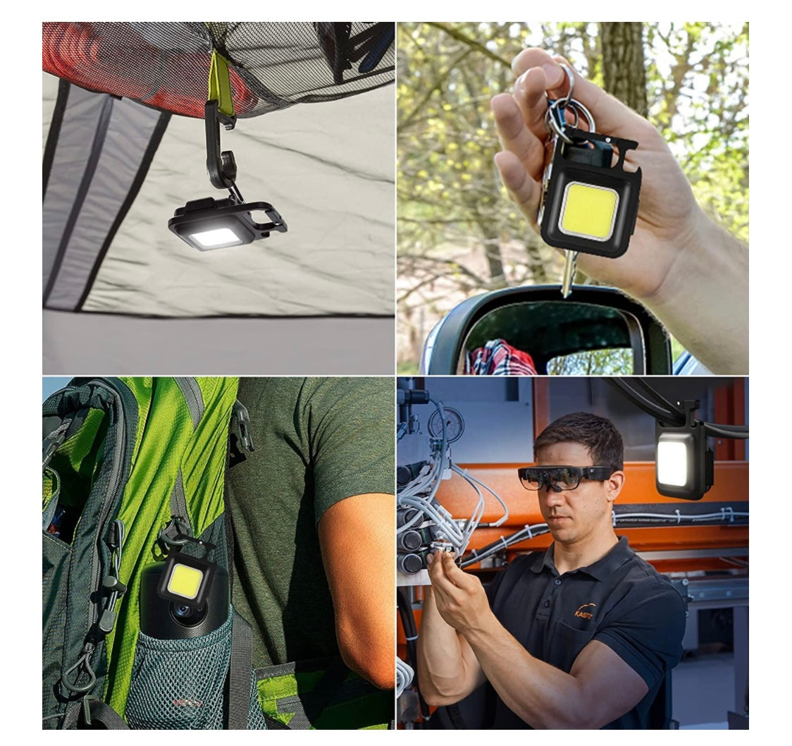 Rechargeable COB Keychain Work Light with 3 Lighting Modes, Magnetic Base, Keyring LED Torch Keychain Flashlights Mini Work Light for Workshop, Repairing, Emergency