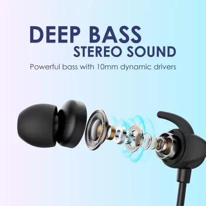 ORAIMO Shark 3 Deep Bass Neckband Bluetooth Headset  (Black, In the Ear)
