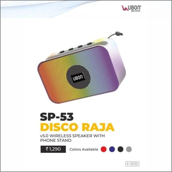 ubon sp-53 2in 1disco raja v5.0 wireless speaker with mobile stand