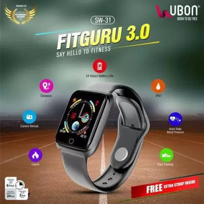 Ubon SW-31 Smartwatch  (Black Strap, free size)