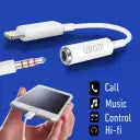 Ubon White WR-466 3.5 mm Headphone Jack Adapter Connector Supported Music Control and Calling Function Audio Adapter Phone Converter  (Yes)